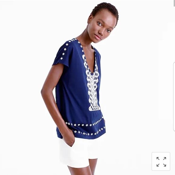 J. Crew Tops - J. CREW Eyelet V-Neck T-shirt